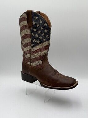 Ariat Round Up Patriot Women's 9.5C Western Boots Brown Stars & Stripes Print